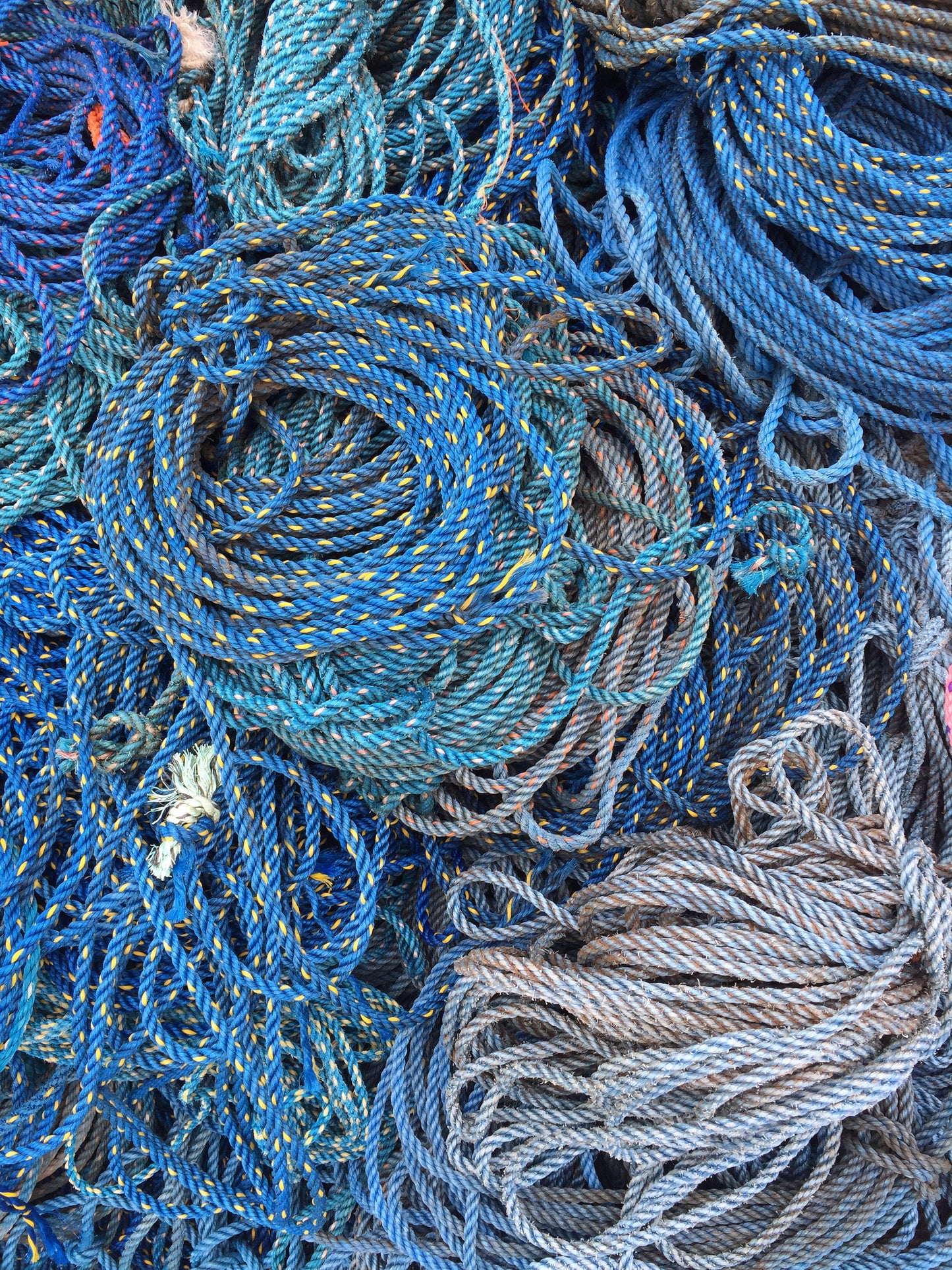 Sky Blue Wreath, 16” diameter wreath, Upcycled lobster rope, Blue nautical rope wreath, Cottage decor made in Maine by WharfWarp