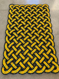 Honeybee Rope Mat, Nautical welcome mat, Black and Yellow doormat, Upcycled rope, Maine made, Vibrant floor decor