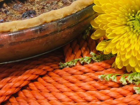 Upcycled rope products created with Autumn yellows and oranges