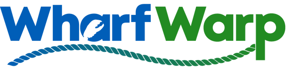 WharfWarp logo in blue and green