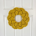Mariner Wreath in Sunshine, Nautical Spring decoration, Yellow wreath, Upcycled Fall door decor, Woven rope by WharfWarp in Freeport, Maine