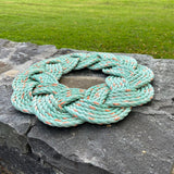 Mariner Wreath in Seashell, Maine upcycled rope wreath, Reclaimed lobster rope wreath, Nautical outdoor decor, Woven in Maine by WharfWarp