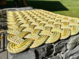 Dandelion Shorts Rope Mat, Recycled lobster rope doormat, Maine made, Nautical yellow doormat, Solid yellow mat, Woven mat by WharfWarp