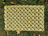 Dandelion Shorts Rope Mat, Recycled lobster rope doormat, Maine made, Nautical yellow doormat, Solid yellow mat, Woven mat by WharfWarp