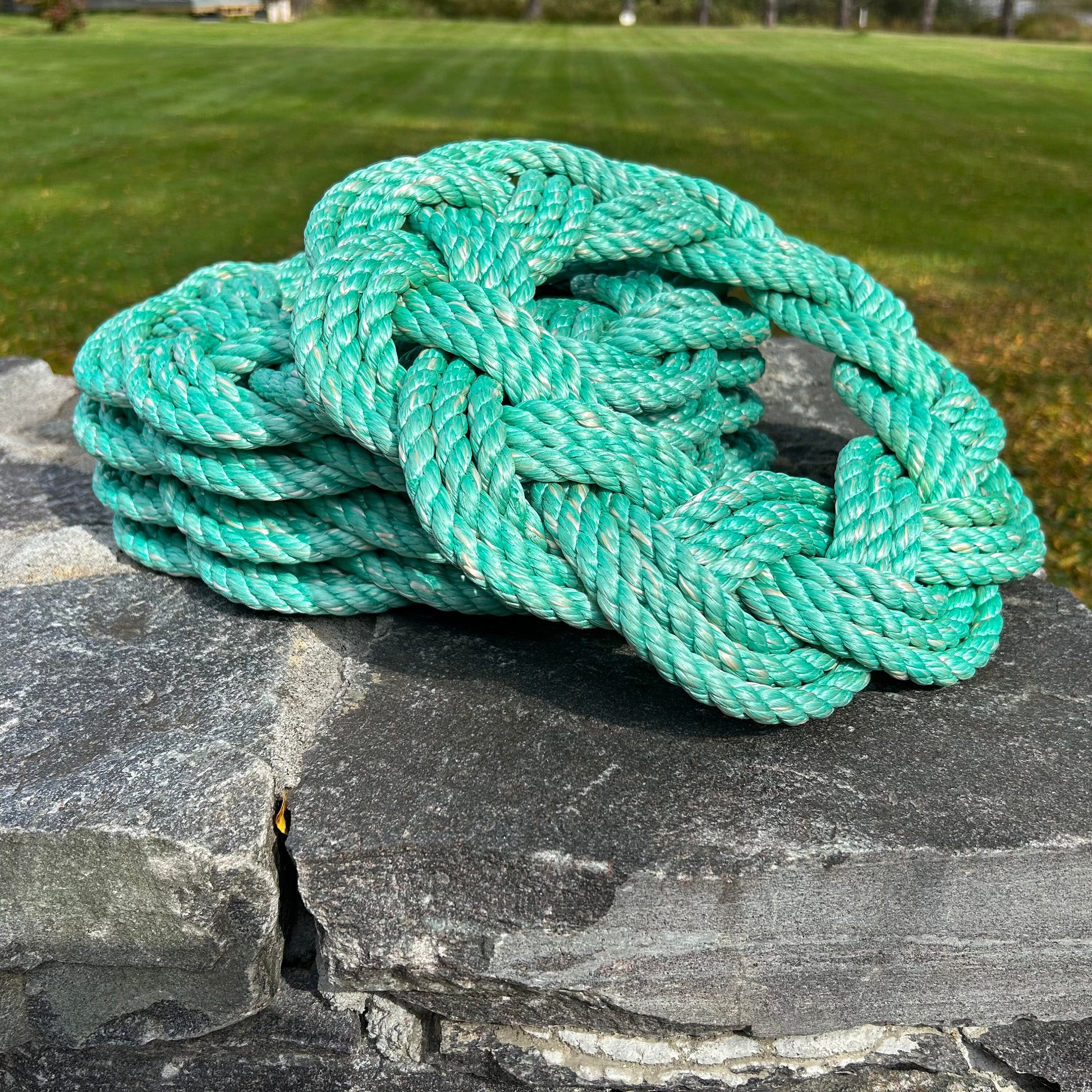 Mariner Wreath in Turquoise, St Patrick’s Wreath, Upcycled lobster rope wreath, Nautical outdoor wreath, Hand woven in Maine by WharfWarp