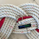 Holiday Wreath, White rope wreath with ribbon and bow, Upcycled lobster rope wreath, Nautical wreath, Hand woven in Maine by WharfWarp