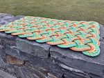 Marsh View Doormat, Recycled lobster rope, Maine made, Nautical green, yellow, orange doormat, Farmhouse doormat, Door Decor by WharfWarp