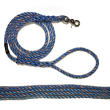 Blue with coral tracer rope leash