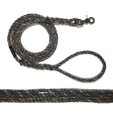 Charcoal with hint of coral reclaimed rope leash