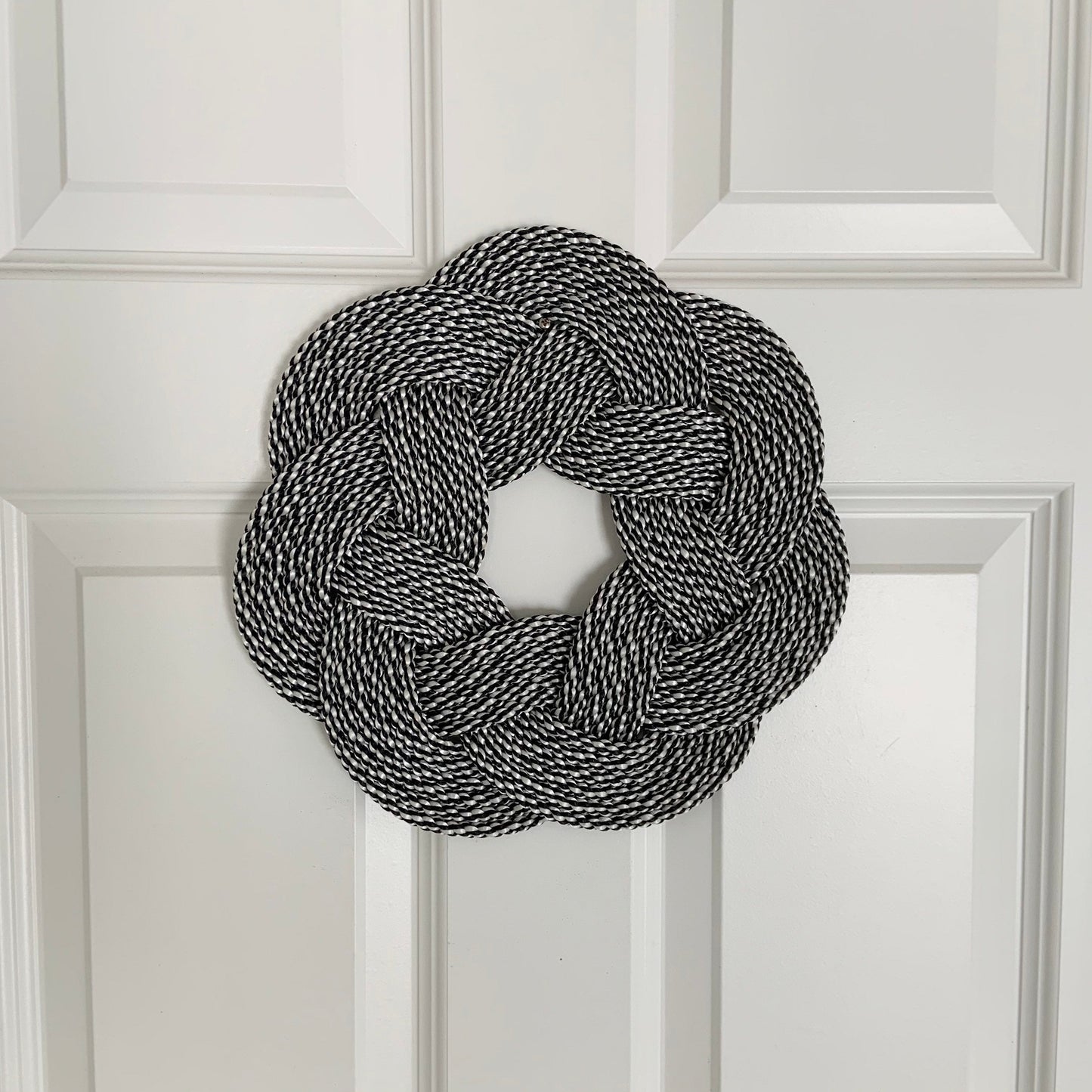 Salt & Pepper Wreath, Upcycled lobster rope, Salt and Pepper nautical wreath, Cottage decor made in Maine by WharfWarp