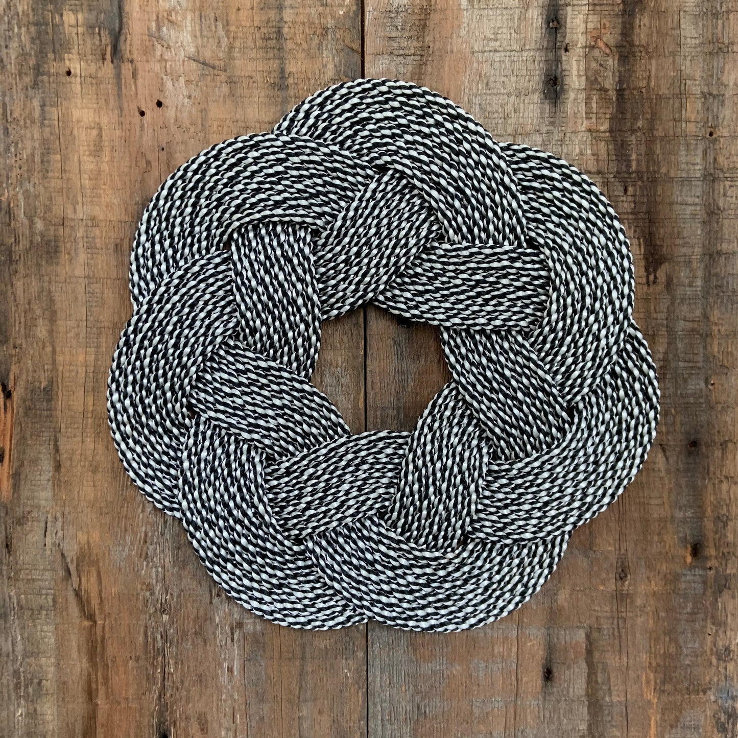 Salt & Pepper Wreath, Upcycled lobster rope, Salt and Pepper nautical wreath, Cottage decor made in Maine by WharfWarp