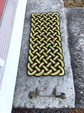 Honey Bee Mat - Step Sized, Nautical rope welcome mat, Black and Yellow doormat, Upcycled lobster rope, Vibrant floor decor
