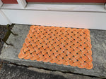 Tiger Lily Rope Mat, Upcycled lobster rope mat, Maine made, Reclaimed welcome mat, Orange kitchen mat, Rope entry mat by WharfWarp