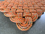 Tiger Lily Rope Mat, Upcycled lobster rope mat, Maine made, Reclaimed welcome mat, Orange kitchen mat, Rope entry mat by WharfWarp