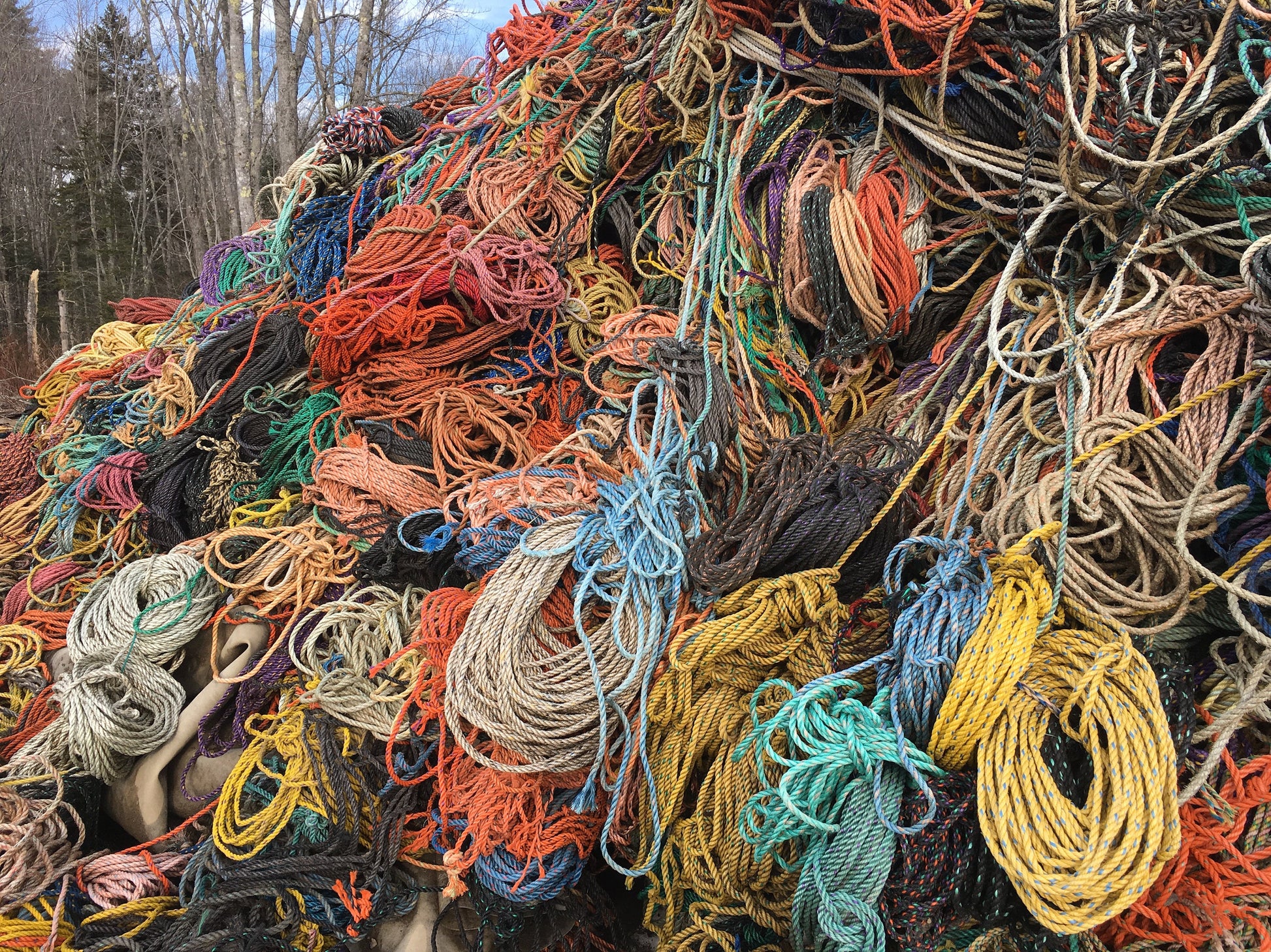 Reclaimed lobster rope and picnic table wood swing