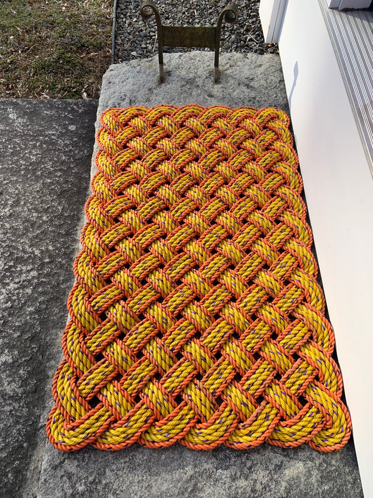 Lobster Rope Doormat, Made in Maine Rope Door Mat, Rainbow Colors