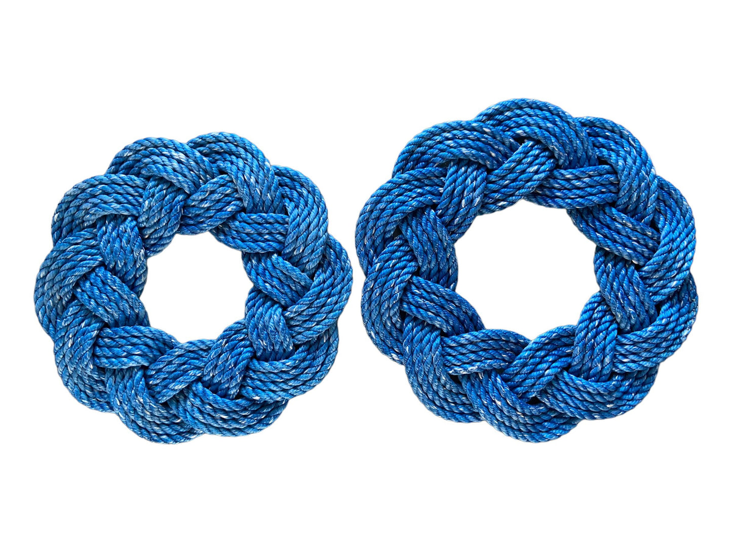 Mariner Wreath in Sky Blue, Coastal blue rope wreath, Upcycled lobster rope wreath, Nautical outdoor wreath, Recycled in Maine by WharfWarp
