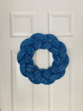 Mariner Wreath in Sky Blue, Coastal blue rope wreath, Upcycled lobster rope wreath, Nautical outdoor wreath, Recycled in Maine by WharfWarp