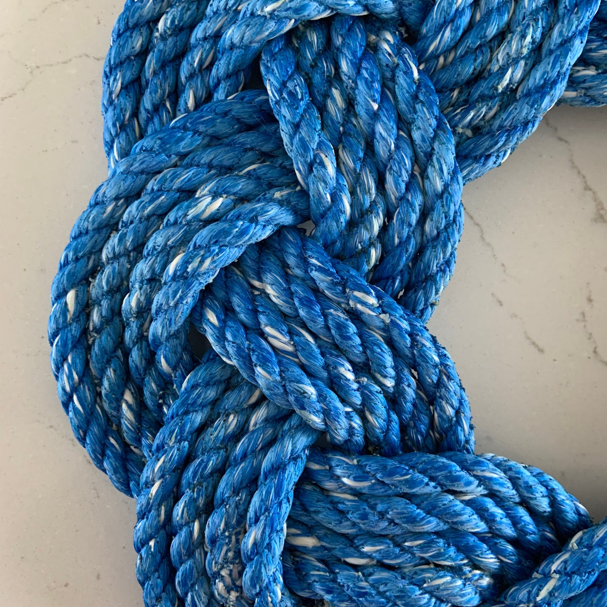Mariner Wreath in Sky Blue, Coastal blue rope wreath, Upcycled lobster rope wreath, Nautical outdoor wreath, Recycled in Maine by WharfWarp