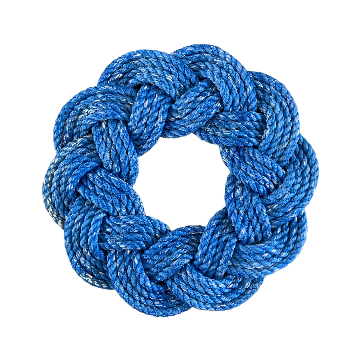 Mariner Wreath in Sky Blue, Coastal blue rope wreath, Upcycled lobster rope wreath, Nautical outdoor wreath, Recycled in Maine by WharfWarp