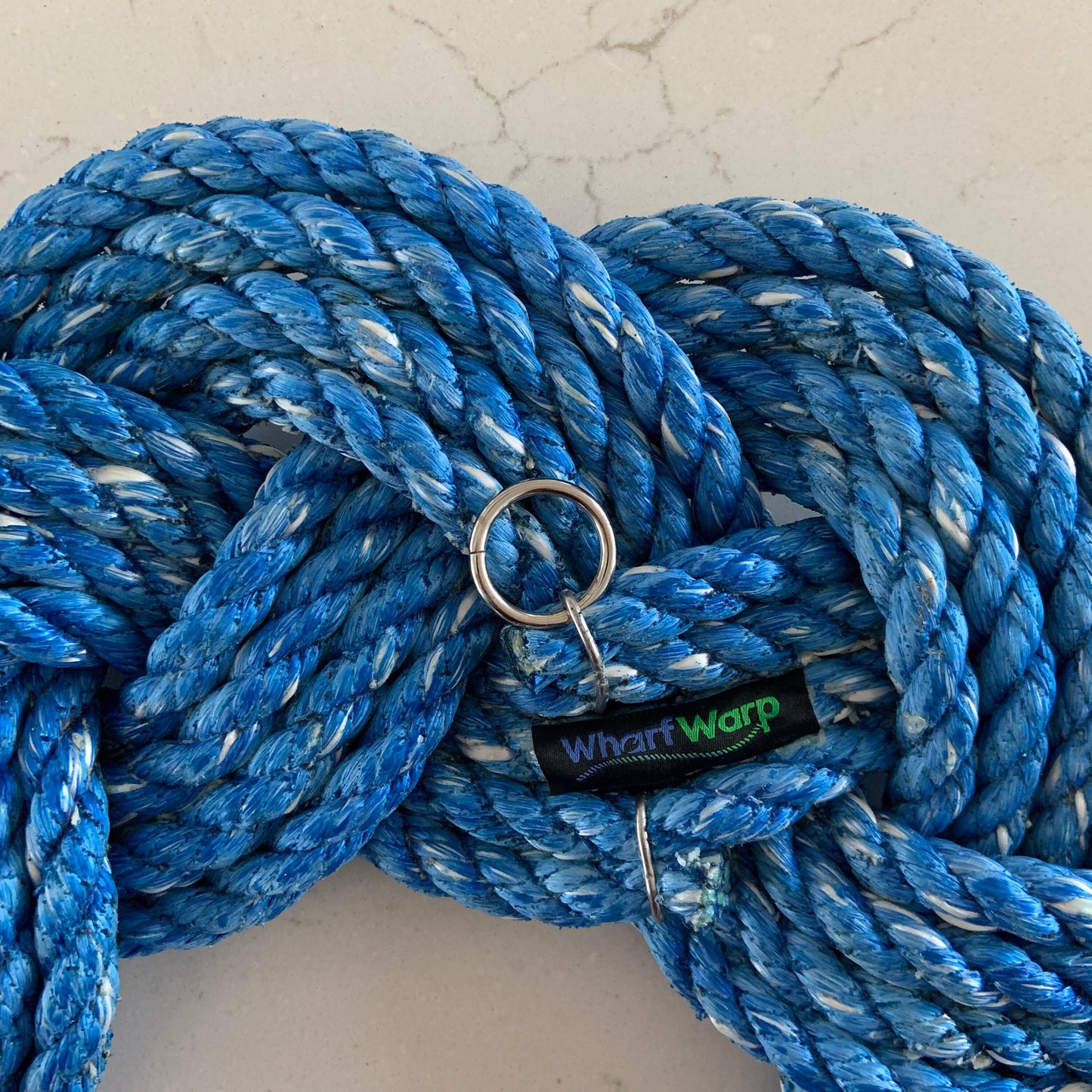 Mariner Wreath in Sky Blue, Coastal blue rope wreath, Upcycled lobster rope wreath, Nautical outdoor wreath, Recycled in Maine by WharfWarp