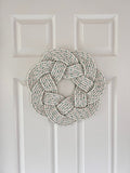 White Wreath, Holiday wreath, Christmas wreath, Upcycled lobster rope, Nautical outdoor wreath, Maine made by WharfWarp
