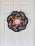 Rainbow Wreath, Upcycled lobster rope wreath, Maine made, Nautical door decor, LGBTQ wreath, Pride wreath, nautical decoration