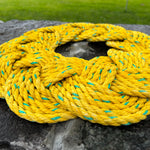 Mariner Wreath in Yellow Slickah, Sunflower rope wreath, Upcycled lobster rope wreath, Nautical outdoor wreath, Made in Maine by WharfWarp