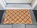Maine lobster rope doormat, Upcycled rope, Nautical Autumn doormat, Orange and yellow doormat, Hand woven in Maine by WharfWarp
