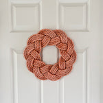 Mariner Wreath in Peach, Outdoor nautical wreath, Upcycled lobster rope wreath, Peach wreath, Maine made by WharfWarp